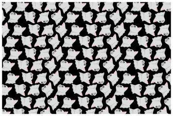 White Cat Pattern Background