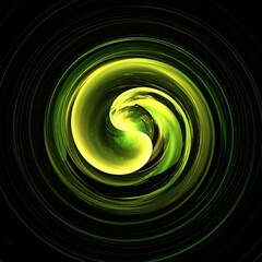 Green fractal swirl in black background