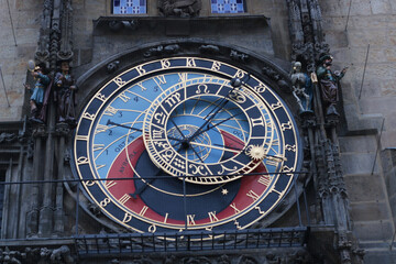 Fototapeta na wymiar Prague astronomical clock in the Old Town Hall in Prague, Czech Republic.