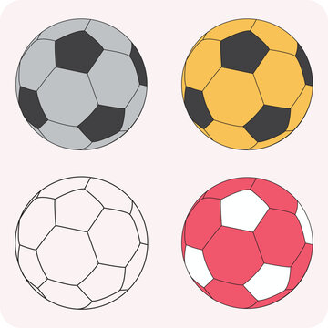 Collection football, realistic isolated on colorful, white background, vector illustration