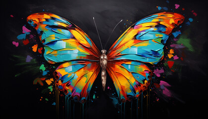 butterfly on black  generating by AI technology