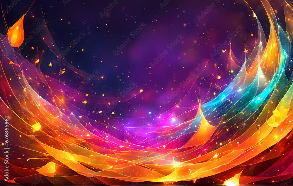 Poster abstract background with colorful shades and glowing shiny texture.