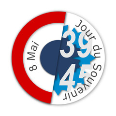 1939-1945 seconde guerre mondiale - armistice - jour du souvenir - bleuet - 8 mai 1945