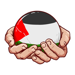hand holding a red black white and green flag ball