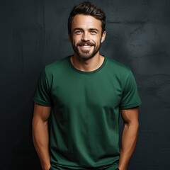 A handsome model wearing blank empty t-shirt for mockup
