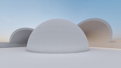 Futuristic minimalist architecture 3d render