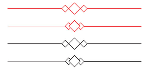 Set of decorative lines, border and page rules frame, vector illustration. Red and black.