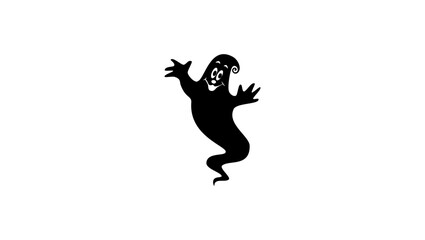 Happy Ghost, black isolated silhouette