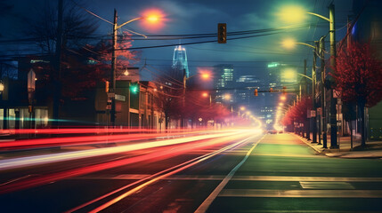 "Urban Symphony: Night Trails in the Metropolis