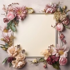 background flower frame, flower art, AIgenerated 