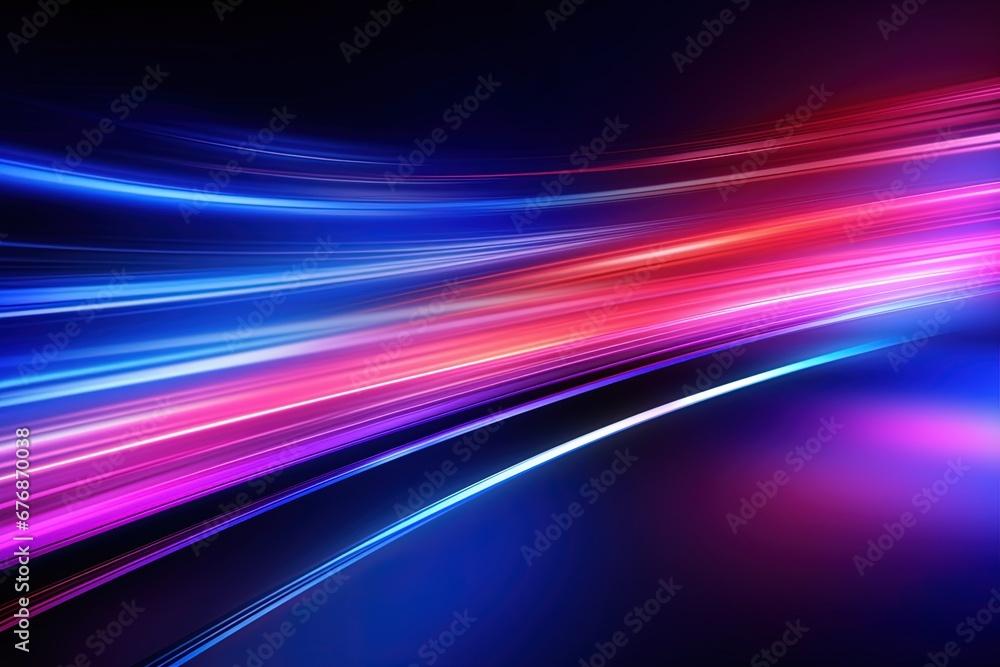 Wall mural abstract background with glowing lines in blue and pink colors.