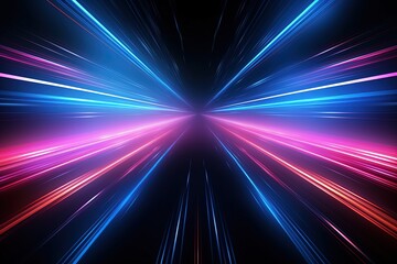 Fototapeta premium Abstract background with glowing lines in blue and pink colors.