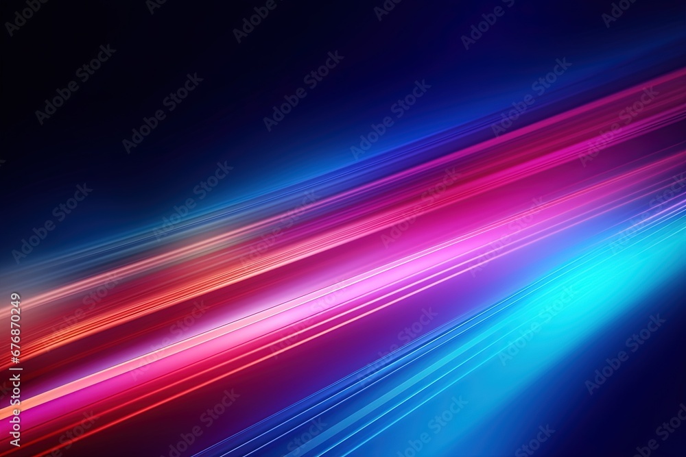 Wall mural abstract background with glowing lines in blue and pink colors.