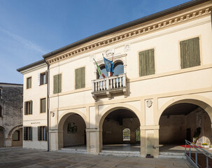 Fototapeta na wymiar the municipality building in Portobuffolè, Italy