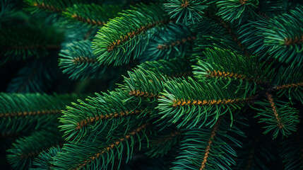 Fototapeta na wymiar Pine Tree Close-Up: Green Branches and Short Needles in Nature