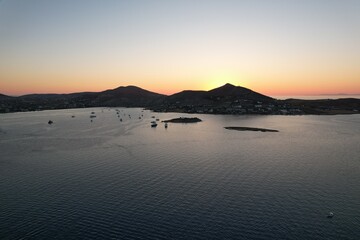 Aerial views from over the town of Naousa on the Greek Island of Paros