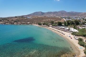 Aerial views from over the Punda Coast on the Greek Island of Paros