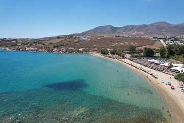 Aerial views from over the Punda Coast on the Greek Island of Paros