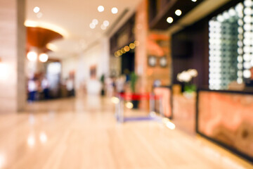 Blured background interior view toward reception hall, modern luxury  space.