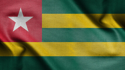 3d illustration flag of Togo. Close up waving flag of Togo.