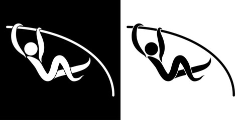 Pictogrammes représentant la compétition du saut à la perche, une des disciplines des sports d’athlétisme. - obrazy, fototapety, plakaty