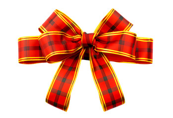 Christmas ribbon and bow with christmas color on white background
