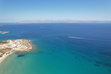 Aerial views from over the Punda Coast on the Greek Island of Paros