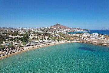 Aerial views from over the Punda Coast on the Greek Island of Paros