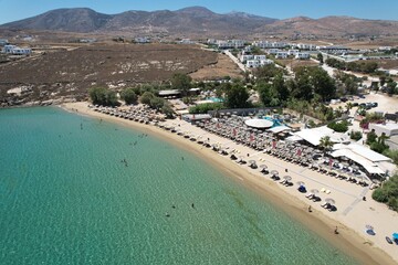 Aerial views from over the Punda Coast on the Greek Island of Paros