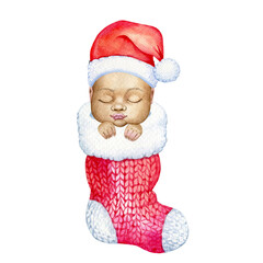 Baby's First Christmas Watercolor illustration