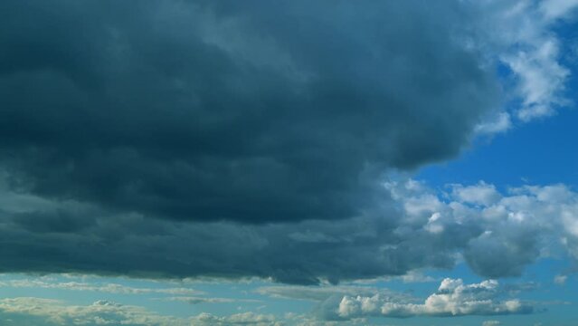 Heavy Rain Is Coming. Beautiful Cloudscape Environment On Rainy Season. Sky Natural Background. Timelapse.