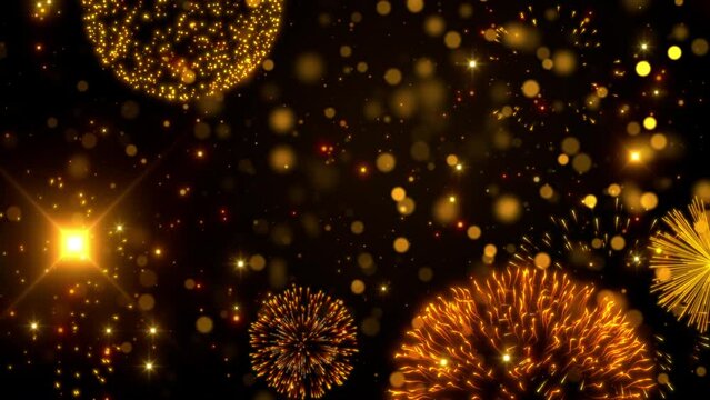 golden isolated fireworks frame 2024 loop background