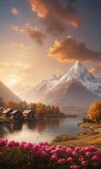 sunrise over the lake