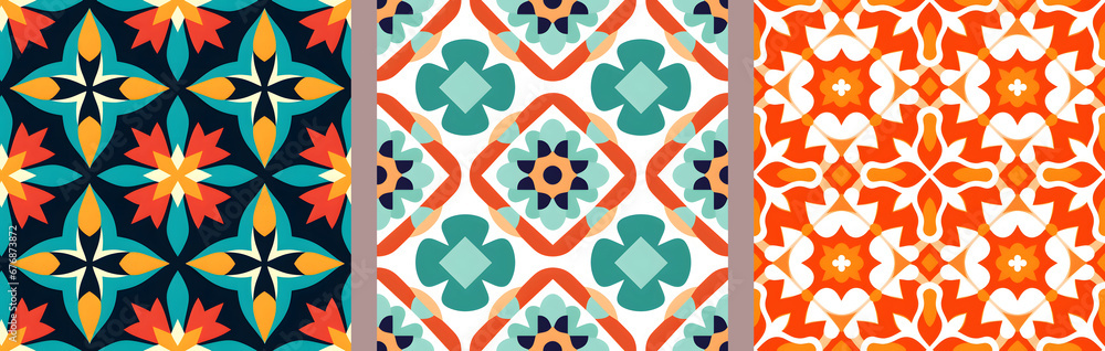 Poster set of moroccan seamless pattern collection for versatile design. ideal for background.. variable pa