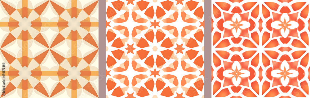 Aufkleber set of moroccan seamless pattern collection for versatile design. ideal for background.. peach fuzz 