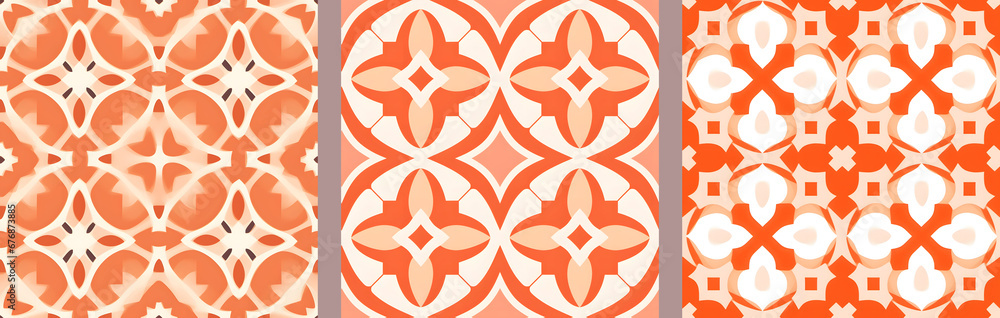 Aufkleber set of moroccan seamless pattern collection for versatile design. ideal for background.. peach fuzz 