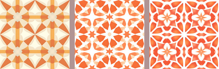 Set of Moroccan seamless pattern collection for versatile design. Ideal for background.. Peach fuzz 2024 color palette - obrazy, fototapety, plakaty