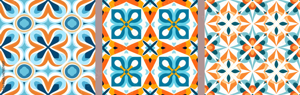 Poster set of moroccan seamless pattern collection for versatile design. ideal for background.. variable pa