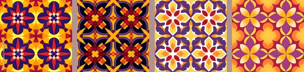 Poster set of moroccan seamless pattern collection for versatile design. ideal for background.. variable pa