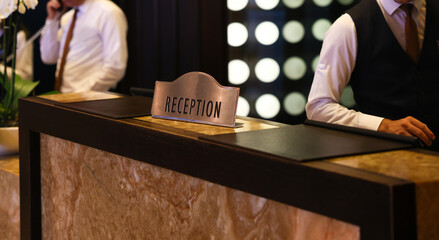 Luxury hotel reception desk