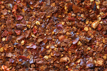 Homemade chili flakes made of toasted (roasted dry)  chilies