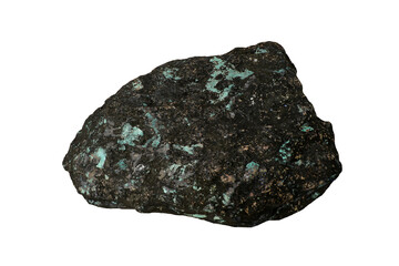 A big raw copper mineral rock stone isolated on white background. Mineral rock that support the economy and industry.