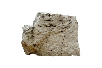 A big sample raw of white quartz mineral rock stone isolated on white background.