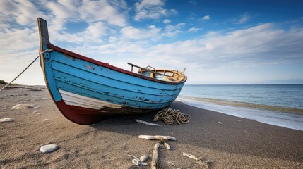 Fishing Boat Resting on the Beach Photography