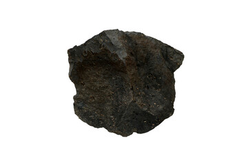 A big raw porous basalt rock stone isolated on white background.