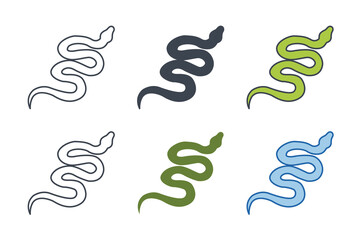 Snake icon collection with different styles. Snake icon symbol vector illustration isolated on white background