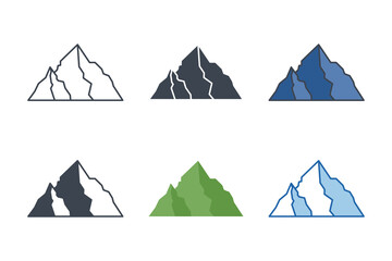 Mountain icon collection with different styles. rocky mountain icon symbol vector illustration isolated on white background