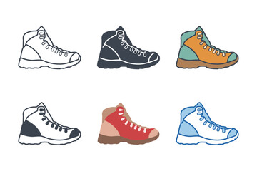 Hiking Boot icon collection with different styles. Boot icon symbol vector illustration isolated on white background