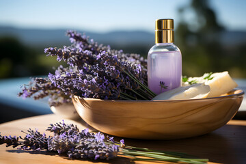 Obraz na płótnie Canvas Natural beauty products inspired by lavender.