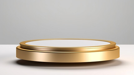 gold luxury podium pedestal product display on white background. Made with generative ai